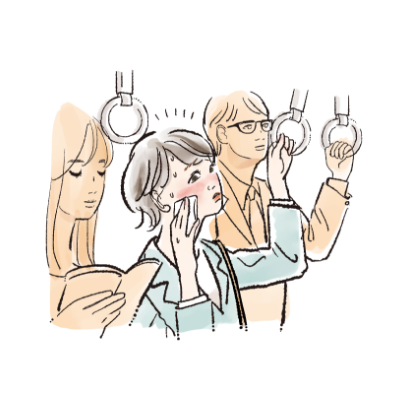 電車の中で周りは涼しげなのに自分だけカッとのぼせる感じがする