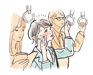 周りの人が涼しそうにしているところで急に汗が出て困っている