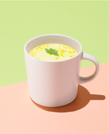 インスタントスープをお湯で溶かずに豆乳で溶いてタンパク質摂取量UP！